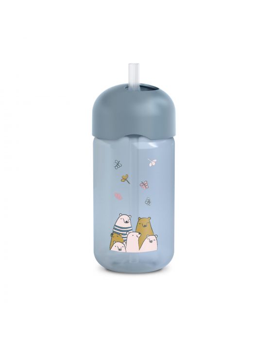 Παγούρι με καλαμάκι Σιλικόνης 340ml +18μ BEAR Blue Suavinex