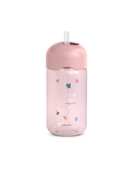 Παγούρι με καλαμάκι Σιλικόνης 340ml +18μ BEAR Pink Suavinex