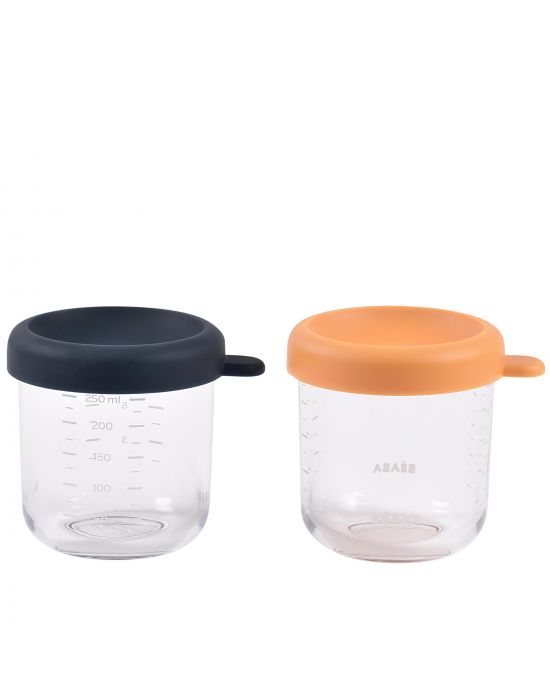 Γυάλινα Δοχεία αποθήκευσης φαγητού 2τεμ 250ml Night Blue/Honey Béaba