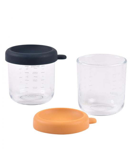 Γυάλινα Δοχεία αποθήκευσης φαγητού 2τεμ 250ml Night Blue/Honey Béaba