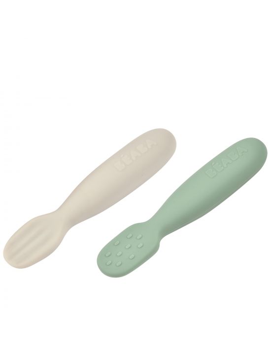 Κουτάλι Σιλικόνης εκπαιδευτικό 2 τεμ Sage green/velvet grey +4μ Béaba