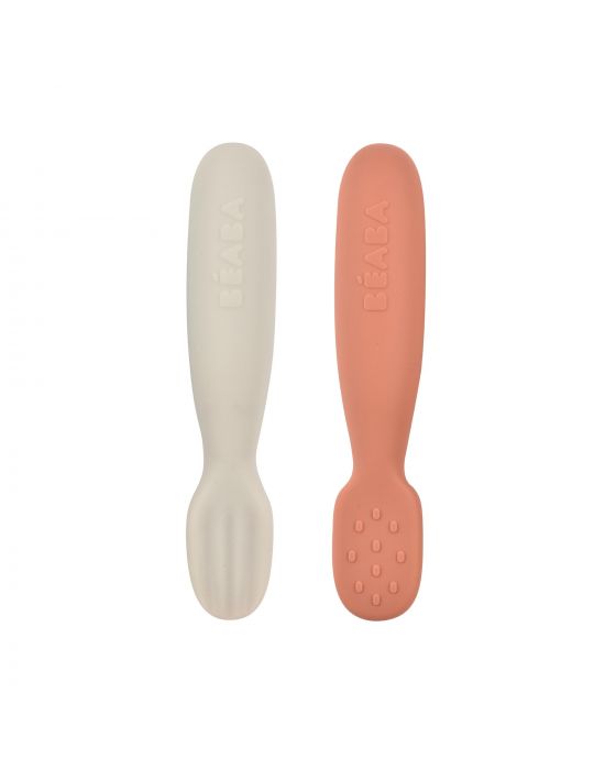 Κουτάλι Σιλικόνης εκπαιδευτικό 2 τεμTerracotta/velvet grey +4μ Béaba