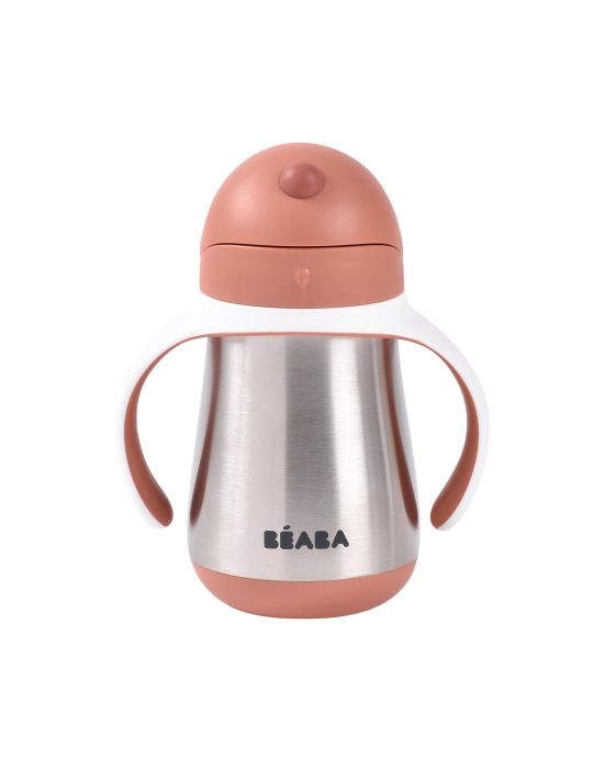 Μπουκάλι Θερμός Ανοξείδωτο με λαβές 250ml +8μ Terracotta Béaba
