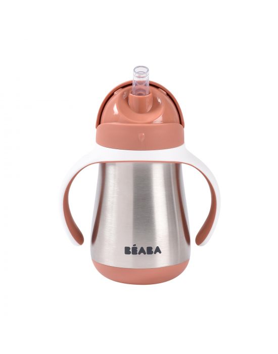Μπουκάλι Θερμός Ανοξείδωτο με λαβές 250ml +8μ Terracotta Béaba
