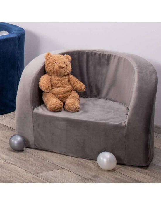 Πολυθρόνα παιδική βελούδινη Γκρί H40cm W53cm Plush Nest