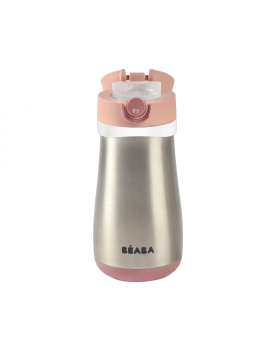 Μπουκάλι Θερμός Ανοξείδωτο με λαβή 350ml +18μ Old pink Béaba